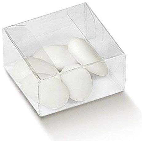 50 PZ Scatola PVC Trasparente 6X6X3 cm portaconfetti per BOMBONIERA