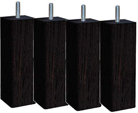 MARGOT 3700527824086 Douceur Scandinave Carré Lot de 4 Pieds de lit Bois Wengé Hauteur 15 cm