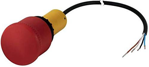 Eaton 185174 not-Halt-/not-aus-Taste, Classic, Pilzform, 38 mm, Zugentriegelung, 1 Ö, 1 S, Kabel (schwarz) mit offenem Ende, 4-polig, 1 M