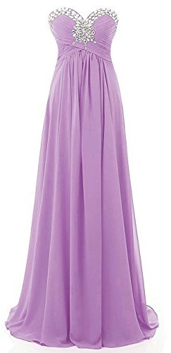 Vantexi Damen Glitzer Lange Chiffon Formellen Abendkleid Abschlussball Kleider Flieder Größe 40