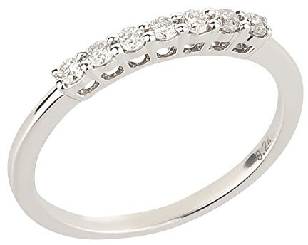 Ardeo Aurum Damenring aus 375 Gold Weißgold mit 0,24 ct Diamant Brillant Halb-Memory-Ring Eternity Verlobungsring