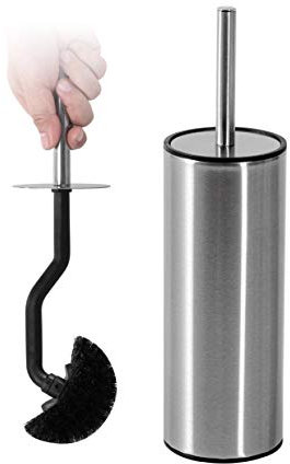 Showerdrape Nexus Stainless Steel Bathroom Toilet Brush & Holder, Curved Brush, Satin Finish