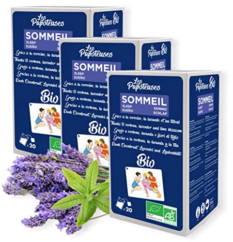 LES PAPOTEUSES | Tisana sueño BIO a la verbena, la lavanda y la tila naturales | 60 bolsitas | 3 confecciones de 20 bolsitas | Certificado ecológico