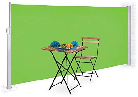 Relaxdays Toldo lateral retráctil, Protección UV, Pantalla de privacidad, Enrollable, 180x300 cm, Verde