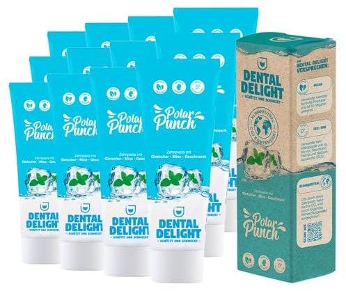 DENTAL DELIGHT Polar Punch Zahnpasta (TESTSIEGER), Vegane Zahnpasta mit Geschmack, Zahncreme (Minze, 12er Pack)