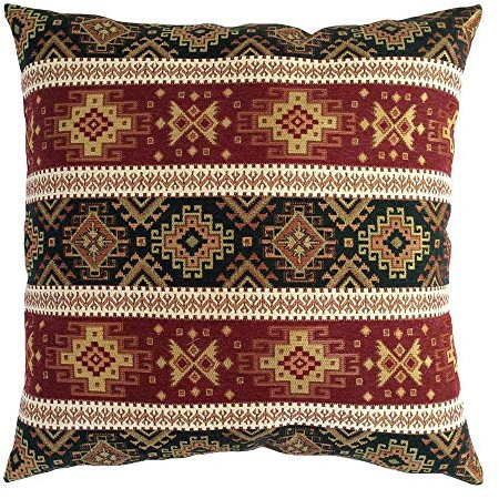 pillowerus Orientalische Kissenbezüge, Kelim, Burgunderrot und Dunkelgrün, 50,8 x 50,8 cm, dekorative Kissen, Retro-Raumdekoration für Couch, Bohemian-Stil, für Fenstersitz, Sofa, Aztekenmuster
