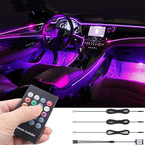 TABEN - Kit de iluminación LED para Interior de Coche con 8 Colores, Impermeable, Ambiente Interior neón Tira de Luces para Coche 1 W CC 12 V (1 Juego)
