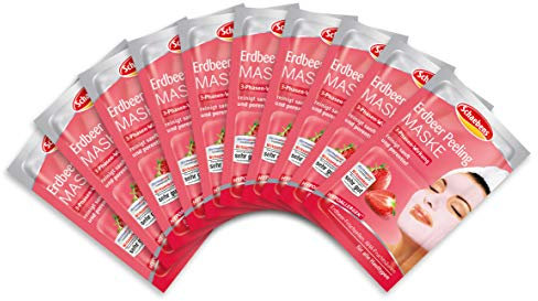 Schaebens Erdbeer Maske (10x 12ml) 3-Phasen-Wirkung mit Erdbeer-Frischzellen und AHA-Fruchtsäuren für alle Hauttypen.