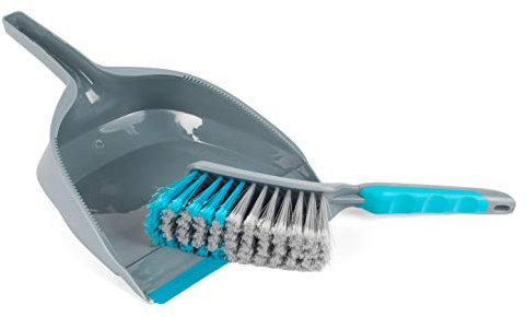 Beldray COMBO-5793 Kitchen Dustpan and Brush, Grey/Blue, Set of 12 | Ideal for Offices, Student Homes & Hotels