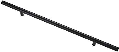 1PCS Black Round Handle Brushed Handle Drawer Cabinet Wardrobe Kitchen Door Windows Pull Handle 400mm Length (Hole Centers 256mm)