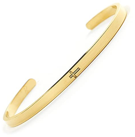 BERGERLIN Bettelarmband – Kreuz Armband aus Edelstahl in Gold