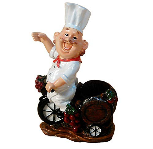 LIJUCAI Resin Happy Chef Weinregal Becherhalter Whiskyflaschen Stand Bar Zubehör Home Bars Dekor Weinflaschenhalter Weinhalter, Weiß