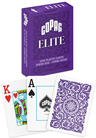 Copag Elite Spielkarten aus 100 % Kunststoff, Poker-Größe (Standard), Jumbo-Einzeldeck-Index (lila)