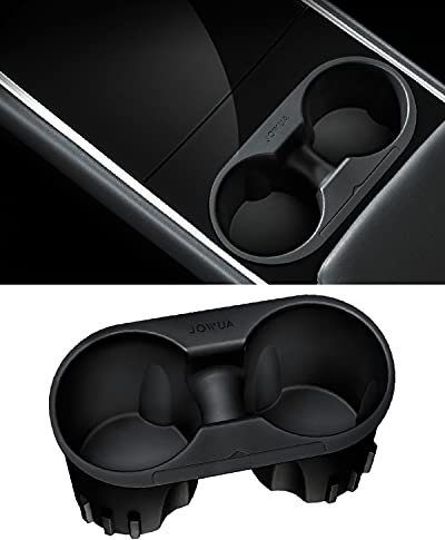 JOWUA Center Console Cup Holder for tesla model 3 / model Y, Silicone, washable - Black