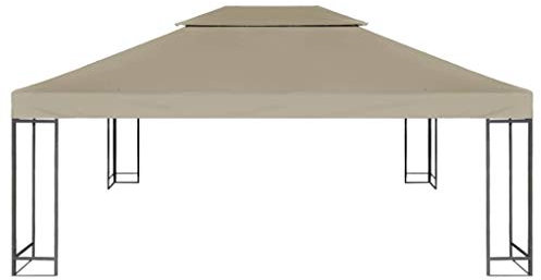 Atlojoys Toile de Toit |Toit de Chapiteau | Toile de Rechange pour Tonelle | Toit de tonnelle 4x3 m imperméable Taupe