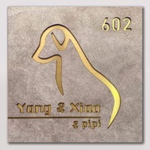 Personalised House Signs Plaques House Numbers with Cat Dog Pattern Pet Name Wall Plaque Sign Customization Modern House Sign Glue or Screw Installation for Family with Pets Dog Cat (Dog Pattern)