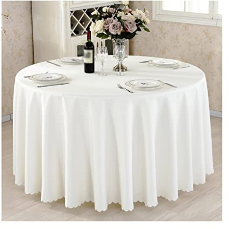 FANIVIN Polyester Tischdecke Tischtuch Tischwäsche Couchtisch Küchentischabdeckung Tafeltuch Rund Einfacher Stil Beige Durchmesser 240CM