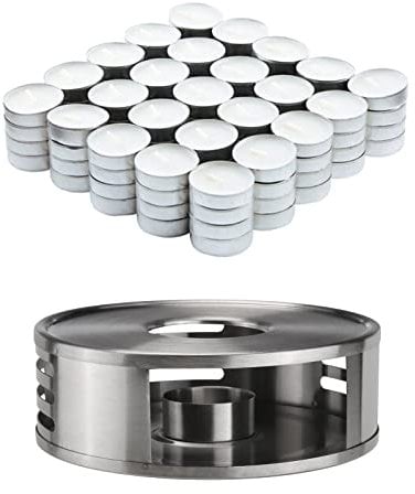Edelstahl Stövchen mit Teelichthalter Inkl. 100 Teelichter Teewärmer Speisenwärmer Tee Kaffee Warmhalteplatte Teekanne Kaffeekanne