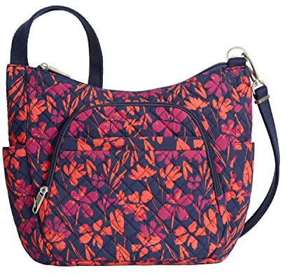Travelon Unisex Klassische Umhängetasche mit Diebstahlschutz, Gemaltes Blumenmuster