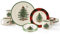 Spode Set da tavola in tartan con albero di Natale, 16 pezzi, servizio per 4 piatti da cena e insalata, tazze da caffè e ciotole per cereali, piatti per le vacanze, lavabili in lavastoviglie