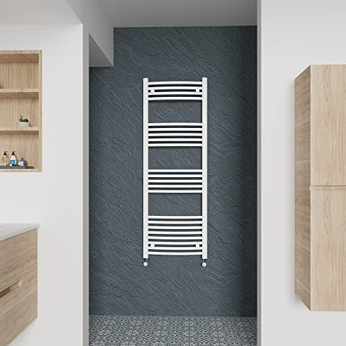 Warmehaus Curved Heated Towel Rail White Radiator 1400x500mm