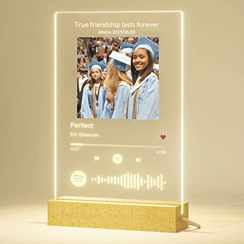 SENSING Placa de Spotify personalizada, marco código música, arte cristal canción personalizado decoración escritorio para niños hijo hija aula escuela universidad graduación regalos del día maestro