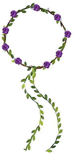 PLULON Purple Flower Crown Headband for Women Flower Crowns Hair Garland Floral Wreath Boho Headpiece for Girls Wedding Festival Hair Accessories