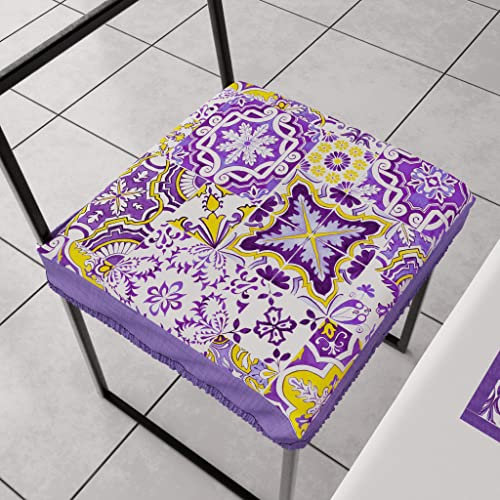 PETTI Artigiani Italiani - Cuscini per Sedia Cucina con Elastico da 6 Pezzi, Copricuscini Sedia in Microfibra con Elastico, Cuscini Coprisedia con Molla Disegno Vietri Viola 100% Made in Italy