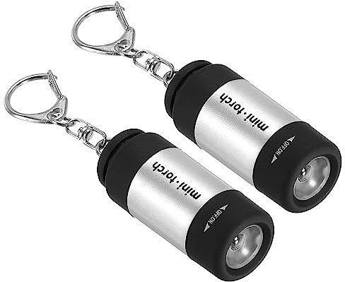 PATIKIL 2.1 Mini Rechargeable LED Keychain Flashlight, 2 Pack EDC Portable Small Torch with USB Charging for Everyday Carry, Silver