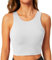 BAYDI Sport BH Damen ohne Buegel Bustier Hochgeschlossenes Crop Top Racerback Tanktops Abnehmbare Polsterung Yoga Bra Weiß