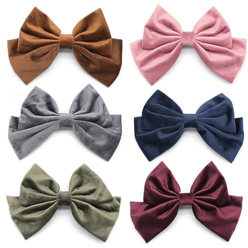 6 Pezzi Fermagli per Capelli con Fiocco per Ragazza, Eleganti Fiocchi per Capelli in Velluto, Fermaglio a Fiocco per Capelli, Mollette per Capelli Accessori Capelli Donna
