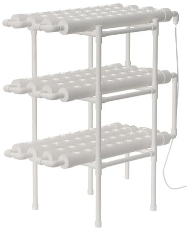 Kit Hidropónico Profesional 3 Capas, Sistema de Cultivo sin Tierra PVC con 90 Sitios de Cultivo y Bomba de Agua, Cultivo Hidropónico para Verduras/Frutas Interior/Exterior