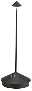 Zafferano, Pina Pro Lamp, Rechargeable Cordless Table Lamp with Touch Controls, Suitable for Interior and Outdoor, Dimmer, 2200-3000 K, Height 29 cm, Black Colour