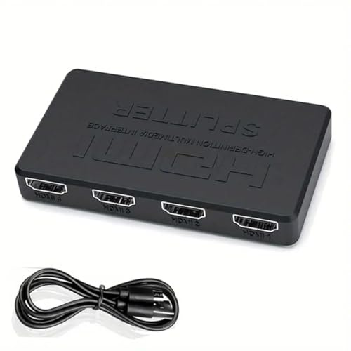 4K Ultra HD HDMI Splitter - 1 Input, 4 Outputs | Easy USB Power, Plug & Play | Sleek, Glossy Design | Perfect for PCs & Laptops