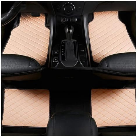 YJTYC Auto Leder Fußmatten für Ford Mondeo MK3 2000-2007, Ledermaterial Vorne Hinten wasserdichte rutschfeste Abriebfest Passgenau Allwetter Innenschut,C-Beige
