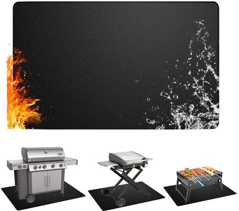 Untergrillmatten für den Außenbereich, 101,6 x 101,6 cm, doppelseitig, feuerfest, wasserdicht, öldicht, Grillmatte für Terrasse, Rasen, Innen-Kaminmatte, Feuerschalenmatte (40 x 40 cm)