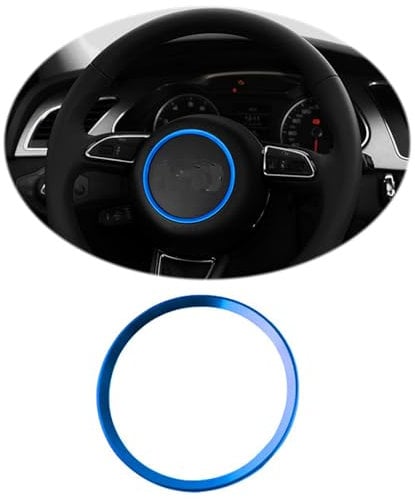 ontto 92mm Auto Lenkrad Dekorativer Ring Innenzubehör Passt für Audi A1 A3 A4 B8 A5 A6 A7 A8 Q3 Q5 Q7 SQ5 S1 S3 S4 S5 S6 RS3 RS5 Lenkrad Logo Aufkleber Emblem Trim Abziehbilder für Autozubehör-C Blau