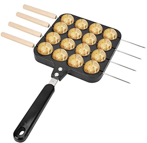 SUNGOOYUE Molde Antiadherente para Parrilla Takoyaki, para Cocinar, Hornear Panqueques Redondos en Horno Eléctrico, Estufa de Gas, Ergonómico de Aluminio Fundido de Primera Calidad