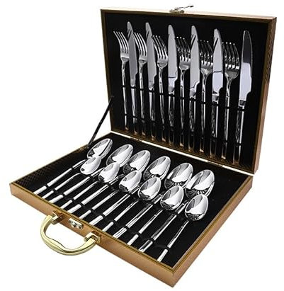 Juego de cubiertos de acero inoxidable for servir, juego de vajilla for comer en la cocina del hogar, apto for lavavajillas, for el hogar, cocina, restaurante, hotel Juego de cubiertos de acero inoxid