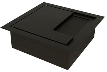 POKAR Kabeldurchführung Schreibtischdurchführung Kabeldurchlass Schreibtisch Kabeldurchführung mit Bürste Kabelauslassdose, 80 x 80 mm, Schwarz