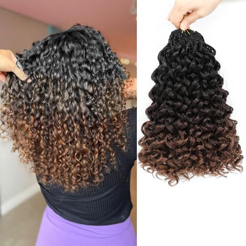 Prelooped Gogo Curly Crochet Hair 10 Inch 8 Packs Short Curly Crochet Hair for Women Pre Twisted Sea Wave Crochet Hair Water Wave Crochet Hair Deep Wave Crochet Hair Crochet Hair Braiding Hair 10 Inch