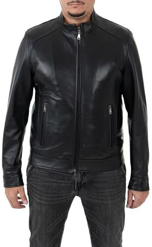 Pelletterie Borghese | Herren Lederjacke | Echtleder | Schwarz | Lammfell | Jacke | Made in Italy | Handarbeit | A531P, Schwarz , 50