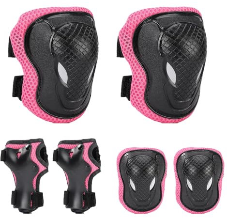 Neuytiky Ensemble de Protections pour Enfant,Protection Roller Enfant, Coudières Protège-Poignets Genouillères Équipement de Protection 6 en 1, pour Le Patinage à roulettes Scooter