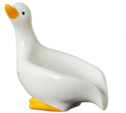 Joli porte-savon en forme de canard, boîte à savon en céramique, porte-savon auto-drainant, plateau antidérapant pour savon, blanc