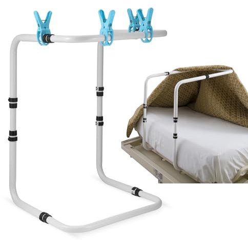 Blanket Lifter for Feet, Adjustable Height Blanket Lifters for Foot of Bed, 26-34'' Adjustable Bed Cradle Assistance Bed Rail Accessories Leg Knee Ankle Post Surgery Recovery,4 Clips Included