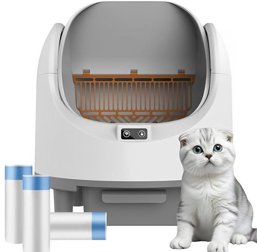 Selbstreinigende Katzentoilette Oben Offene Automatisches Katzenklo Integrierter Sicherheitsschutz APP-Steuerung Self Cleaning Cat Litter Box für Mehrkatzenhaushalte