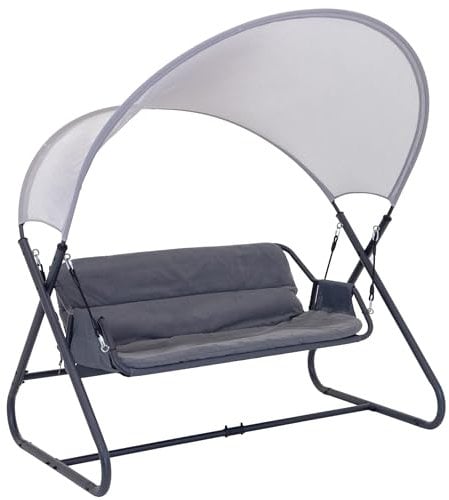 Garden Swing Schaukelbank mit Dach 3-Sitzer freistehend Kissen