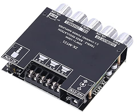 ViaGasaFamido Digital Power Amplifier Module, Audio Input, Subwoofer, Left and Right Channels for 20-100W Speakers with BT 5.0, 2.1 Channels, Multi- and Low Noise Level, DC12-24V