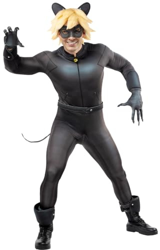 Funidelia Kostüm von Cat Noir für Männer - Ladybug für Herren, Offizielle Lizenz, Zeichentrickfilm, Ladybug - Verkleidung für Erwachsene für Partys, Karneval und Halloween
