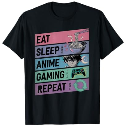 Eat Sleep Anime Gaming Repeat Otaku Gamer Kawaii T-Shirt